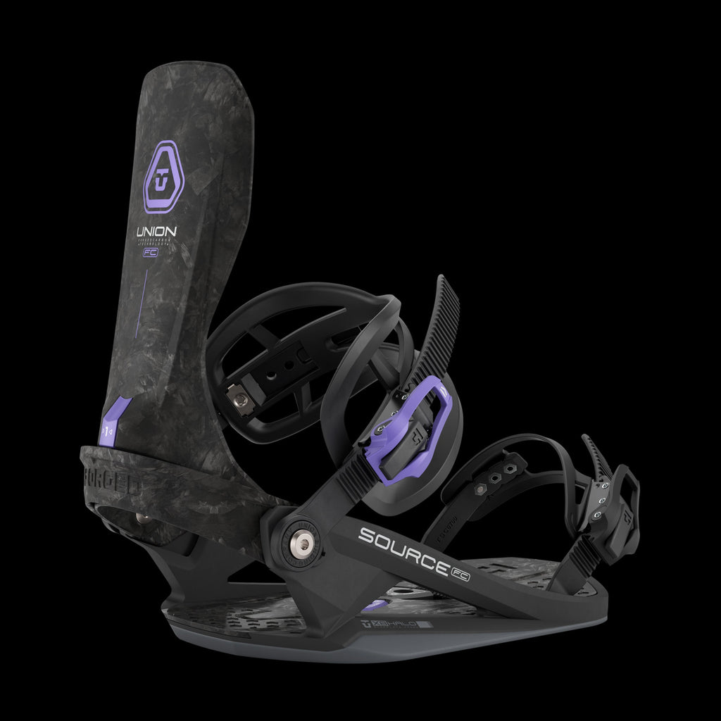 see-thru snowboard with union bindings Union Source FC